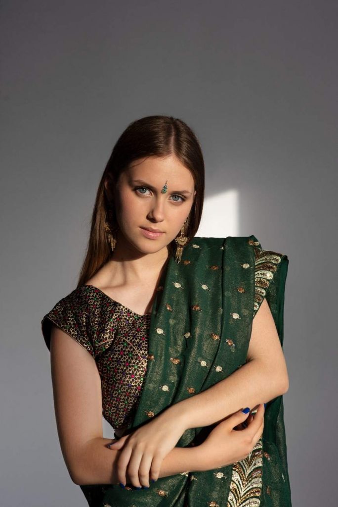 green banarsi saree